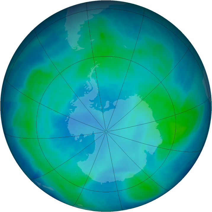 Antarctic ozone map for 11 February 2009